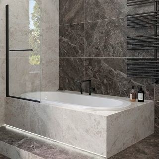 Шторка на ванну Veconi Palau PL-79B, 700x1500, черный, стекло прозрачное